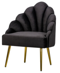 Nordlys Black Velvet And Metal Lounge Chair Vintage Style Living Room - thumbnail 2