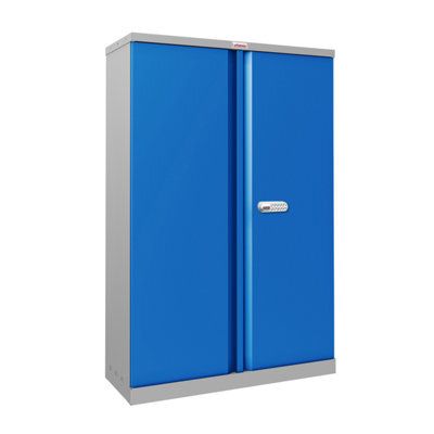 Phoenix Safe Company Phoenix Scl Series Scl1491Gbe 2 Door 3 Shelf Steel Storage Cupboard Grey Body & Blue Doors With Electronic Lock - image 1