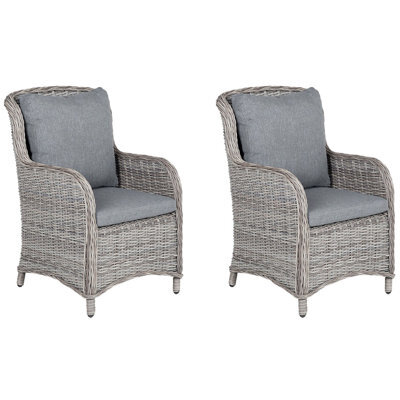 Beliani Set Of 2 Garden Chairs With Cushions Cascais Pe Rattan Grey - image 1