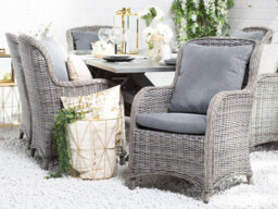 Beliani Set Of 2 Garden Chairs With Cushions Cascais Pe Rattan Grey - thumbnail 2