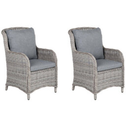 Beliani Set Of 2 Garden Chairs With Cushions Cascais Pe Rattan Grey - thumbnail 1