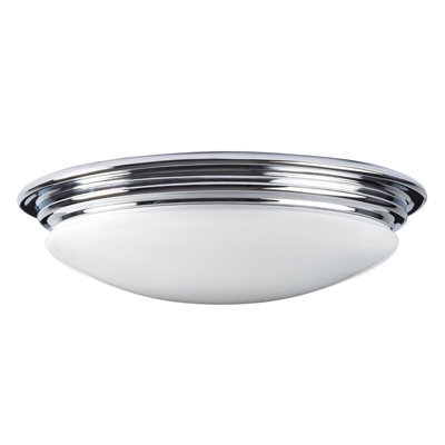 Stylish Ip44 1 Bulb Flush Light With Opaque Glass And Polished Chrome Finish