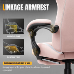 Gtplayer Fabric Gaming Chair, Ergonomic Computer Chair With Footrest Lumbar Support Heavy Duty Svivel Office Desk Chairs, Pink - thumbnail 7