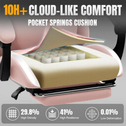 Gtplayer Fabric Gaming Chair, Ergonomic Computer Chair With Footrest Lumbar Support Heavy Duty Svivel Office Desk Chairs, Pink - thumbnail 6