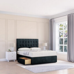 "Sloomy 2Ft6 Alabama Divan Bed Base Black Naples ,2 Drawers & 54"" Floor Standing Headboard - Small Single" - thumbnail 1