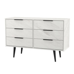 Fuji 6 Drawer Midi Chest Of Drawers In Marble (Ready Assembled) - thumbnail 4