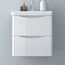 800mm  Unit With Basin Sink Wall Hung Bathroom Storage Cabinet Gloss White - thumbnail 3