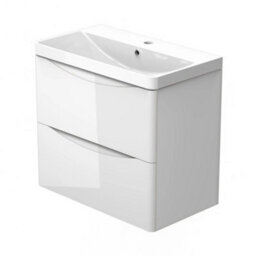800mm  Unit With Basin Sink Wall Hung Bathroom Storage Cabinet Gloss White - thumbnail 1