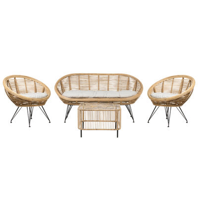 Beliani Garden Lounge Set With Table 4 Seater Maratea/cesenatico Rattan Natural - image 1