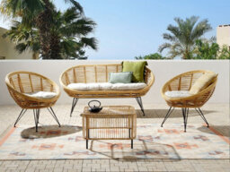 Beliani Garden Lounge Set With Table 4 Seater Maratea/cesenatico Rattan Natural - thumbnail 2