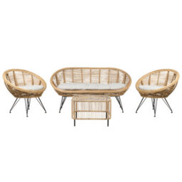 Beliani Garden Lounge Set With Table 4 Seater Maratea/cesenatico Rattan Natural - thumbnail 1