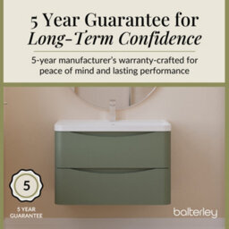 Balterley Dunwood Wall Hung 2 Drawer Bathroom Vanity Unit & Polymarble Basin, Satin Green, 755mm - thumbnail 4
