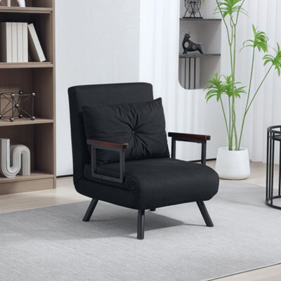 Homcom Click Clack Single Chair Bed Settee For Living Room, Black - image 1