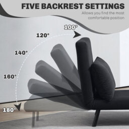 Homcom Click Clack Single Chair Bed Settee For Living Room, Black - thumbnail 5