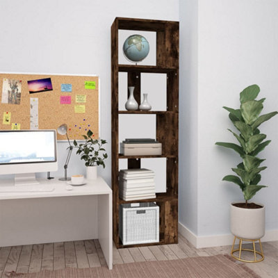 Vidaxl Book Cabinet Smoked Oak 45X24X160 Cm Engineered Wood Book Cabinets - image 1