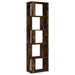 Vidaxl Book Cabinet Smoked Oak 45X24X160 Cm Engineered Wood Book Cabinets - thumbnail 2