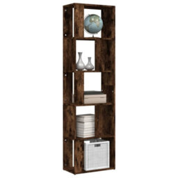 Vidaxl Book Cabinet Smoked Oak 45X24X160 Cm Engineered Wood Book Cabinets - thumbnail 4