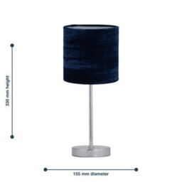 First Choice Lighting Chrome Touch Operated Table Lamp With Navy Blue Crushed Velvet Shade - thumbnail 9