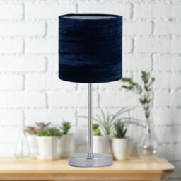 First Choice Lighting Chrome Touch Operated Table Lamp With Navy Blue Crushed Velvet Shade - thumbnail 7