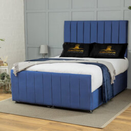 UKBEDFURNITURE Belvoir Plush Blue End Opening Divan Ottoman Bed With 54 Inch Headboard & 10 Inch Orthopaedic Mattress - thumbnail 1