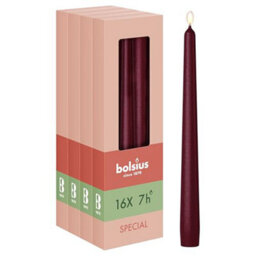 Bolsius Essentials Smooth Taper Candles - Red Metallic - 24.5 Cm - Pack Of 32 - Decorative - No Palm Oil