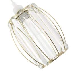 Happy Homewares Modern Polished Gold Pendant Lighting Shade With Clear Glass Prisms - thumbnail 3