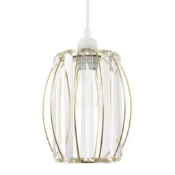 Happy Homewares Modern Polished Gold Pendant Lighting Shade With Clear Glass Prisms - thumbnail 2