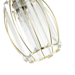 Happy Homewares Modern Polished Gold Pendant Lighting Shade With Clear Glass Prisms - thumbnail 5