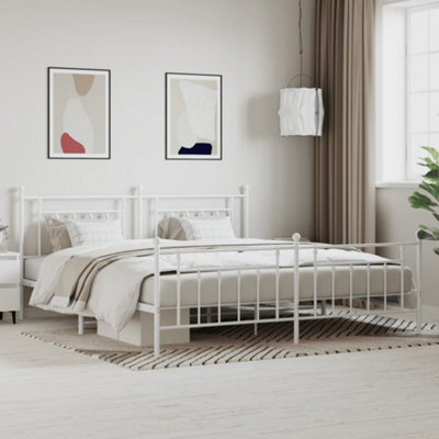 Berkfield Metal Bed Frame With Headboard And Footboard White 200X200 Cm - image 1