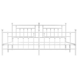 Berkfield Metal Bed Frame With Headboard And Footboard White 200X200 Cm - thumbnail 6
