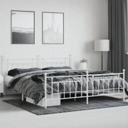 Berkfield Metal Bed Frame With Headboard And Footboard White 200X200 Cm - thumbnail 3