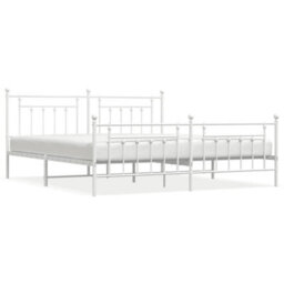Berkfield Metal Bed Frame With Headboard And Footboard White 200X200 Cm - thumbnail 2