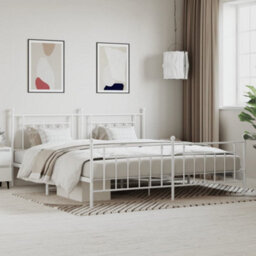 Berkfield Metal Bed Frame With Headboard And Footboard White 200X200 Cm - thumbnail 1