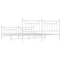 Berkfield Metal Bed Frame With Headboard And Footboard White 200X200 Cm - thumbnail 8