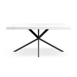 More4Homes Donni 4-6 Seater Dining Table Modern White Marble Effect Table Top W Black Legs - thumbnail 3