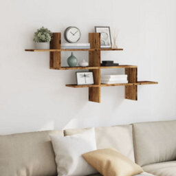 Berkfield Wall Shelf Old Wood 124.5X18X60.5 Cm Engineered Wood - thumbnail 3