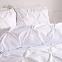 Ohs Pintuck Bedding Set Microfibre Pinch Pleat Duvet Cover With Pillowcase, White - Super King - thumbnail 3