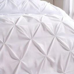 Ohs Pintuck Bedding Set Microfibre Pinch Pleat Duvet Cover With Pillowcase, White - Super King - thumbnail 2