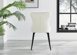Furniturebox Set Of 2 Dining Chairs - Nora Premium Dining Chairs - Cream Velvet Black Leg Dining Chairs - Kitchen Dining Room Chairs - thumbnail 5