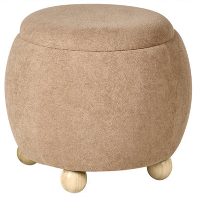 Wyld And Coco Teddy Pouffe With Hidden Storage, Light Brown Boucle, W40 X D40 X H42Cm - image 1