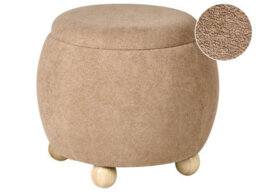 Wyld And Coco Teddy Pouffe With Hidden Storage, Light Brown Boucle, W40 X D40 X H42Cm - thumbnail 3