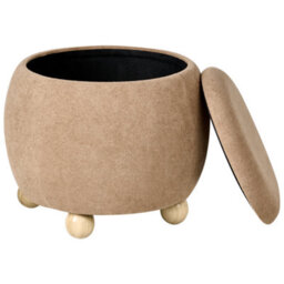Wyld And Coco Teddy Pouffe With Hidden Storage, Light Brown Boucle, W40 X D40 X H42Cm - thumbnail 5