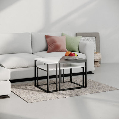 Decortie Ohlady Modern Coffee Table White Anthracite Grey Multipurpose  H 41.8Cm - image 1