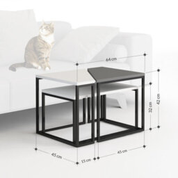 Decortie Ohlady Modern Coffee Table White Anthracite Grey Multipurpose  H 41.8Cm - thumbnail 3