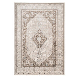 Loomed Neutral Beige Traditional Mandala Bedroom Living Area Rug 120X170Cm - thumbnail 1