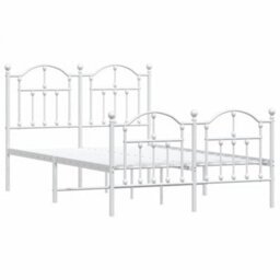 Berkfield Metal Bed Frame With Headboard And Footboard White 120X200 Cm - thumbnail 4
