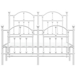 Berkfield Metal Bed Frame With Headboard And Footboard White 120X200 Cm - thumbnail 5