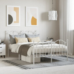Berkfield Metal Bed Frame With Headboard And Footboard White 120X200 Cm