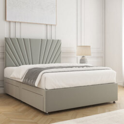 Bsspoke Maria Divan Bed Set Silver Plush Velvet With 24Inch Headboard & Mattress No Drawers In Double King 3Ft 4Ft 6Ft - thumbnail 2