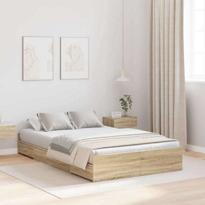 Berkfield Storage Bed Frame Sonoma Oak 120 X 200 Cm Engineered Wood - image 1